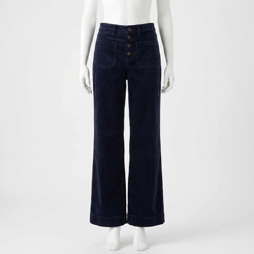 New Faherty Women's Stretch Terry Cord Patch Pant In Abyss Navy